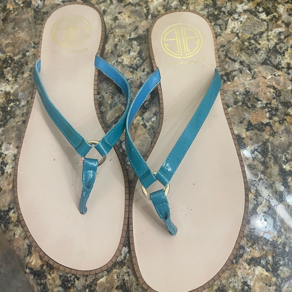 Lilly Pulitzer teal blue sandals size 7